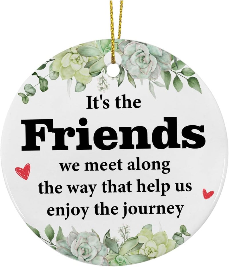 ZOSAN Friends Chrismas Ceramic Ornament, Friendship Gifts for Women Men Besties Soul Sister BFF, Friends We Meet Along The Way Ornament - Image 2